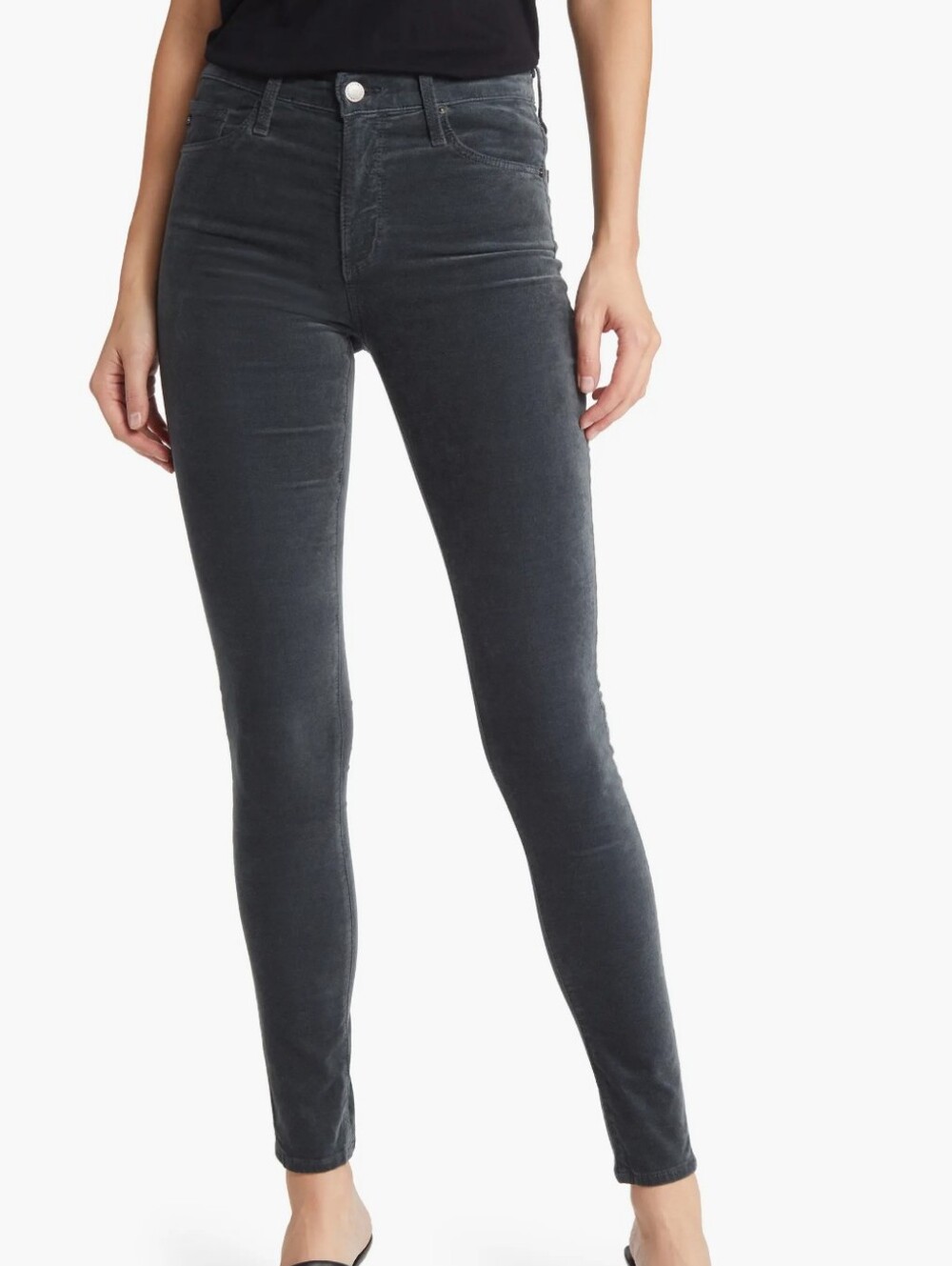 AG Farrah Velvet Black High Rise Skinny Jeans Size 27